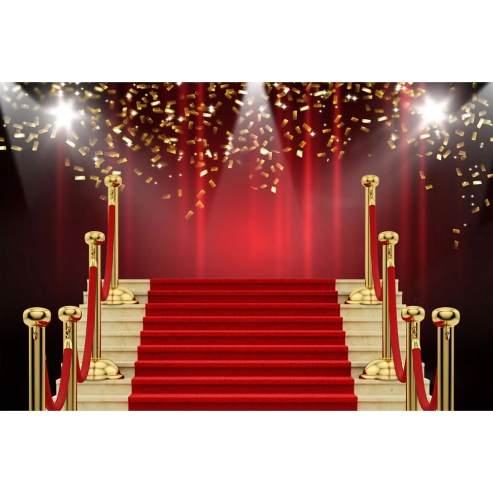 Red Carpet Stage Photography Backdrop Movie Night VIP Celebrity Party Film Celebration Birthday Party Background Photo Studio