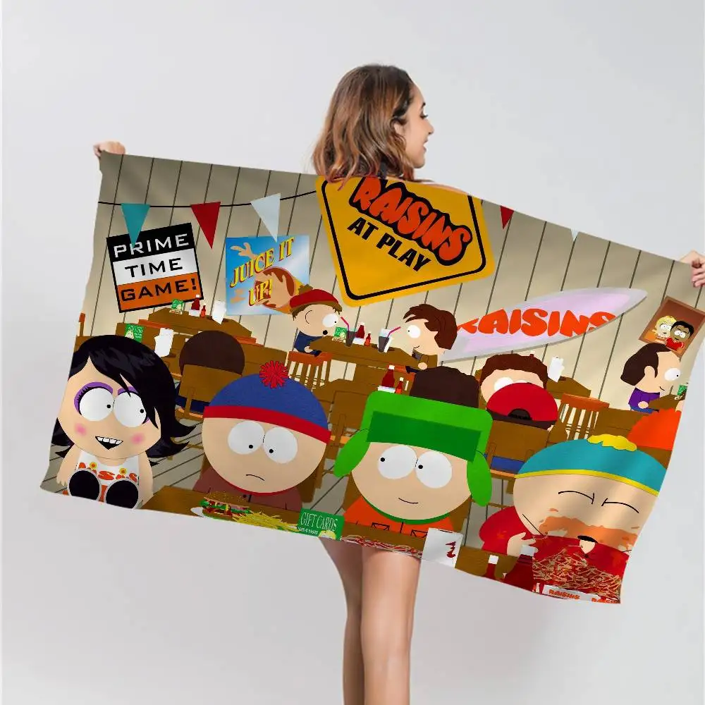 Classic animation S-South Cartoon Park Bath Towel Microfiber Soft Water Absorbing Breathable Girl Kids Decorative Beach Towel