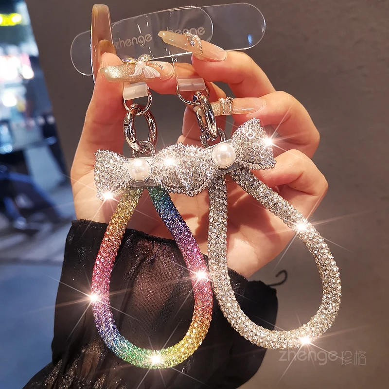 Glam Rhinestone Bow Pearl Sparkle Anti-lost Portable Phone Lanyard