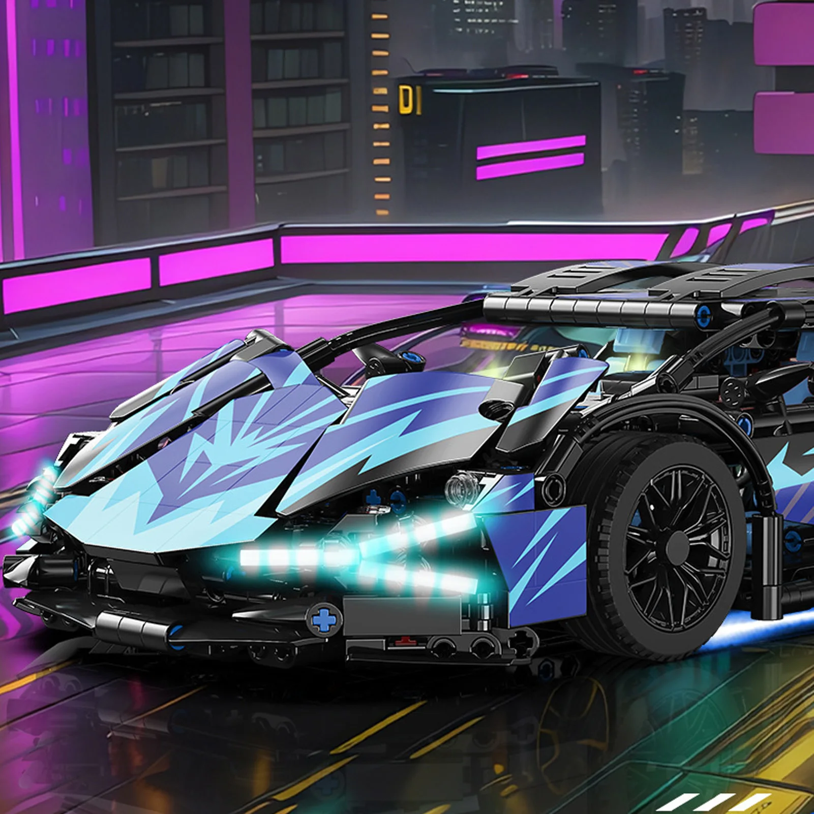 บล็อกตัวต่อรถแข่ง ประกอบรถบังคับวิทยุ ตั้งโปรแกรมได้ผ่านแอพ สเกล 1:14 สีสันเท่ห์เพื่อความบันเทิง