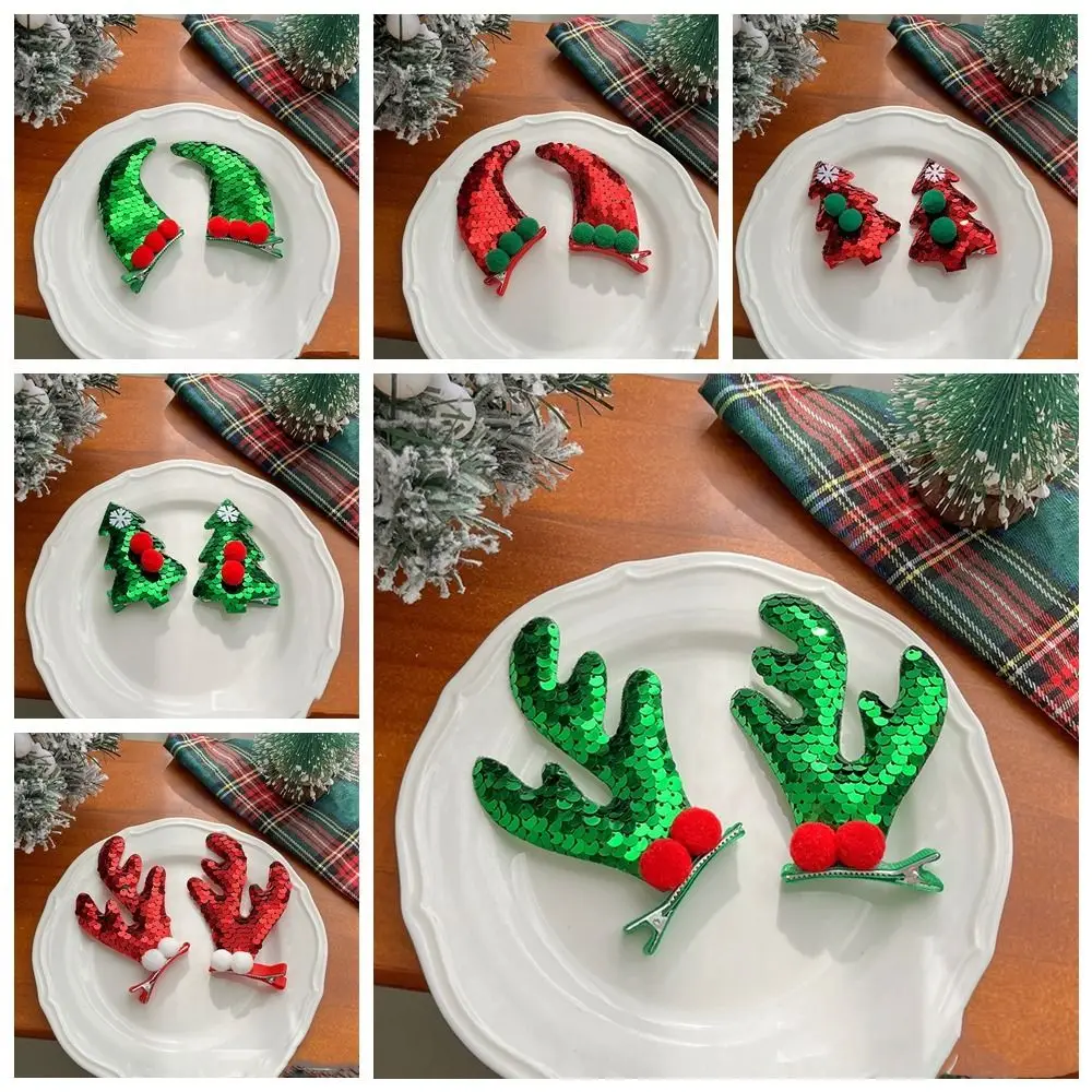 عيد ميلاد سعيد ديكور عيد الميلاد دبوس الشعر الترتر الغزلان القرن الأطفال قرن الوعل مشبك شعر القماش الاطفال هدايا عيد الميلاد فستان مُصمم حسب الطلب #4