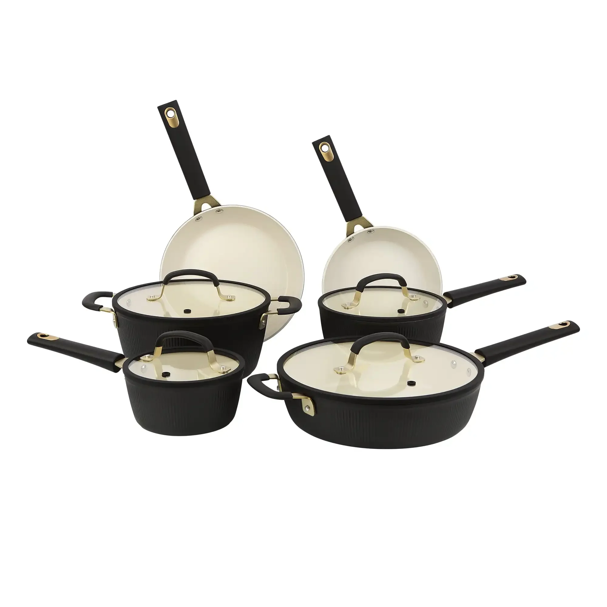 

10 Pcs Nonstick Ceramic Cookware Set Black