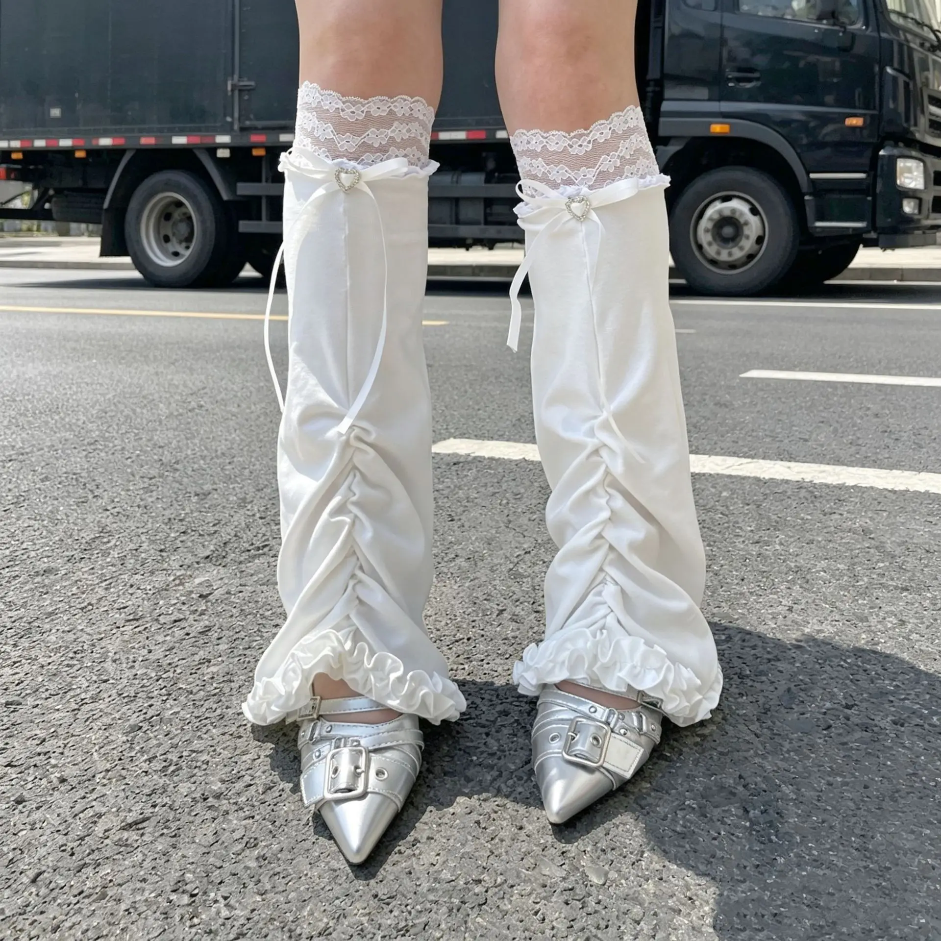 Sweet Lace Summer Cotton Socks Ins Style Ballet Bow Long Socks Sun Protection Breathable Cute Japanese Style Stacked Sleeves