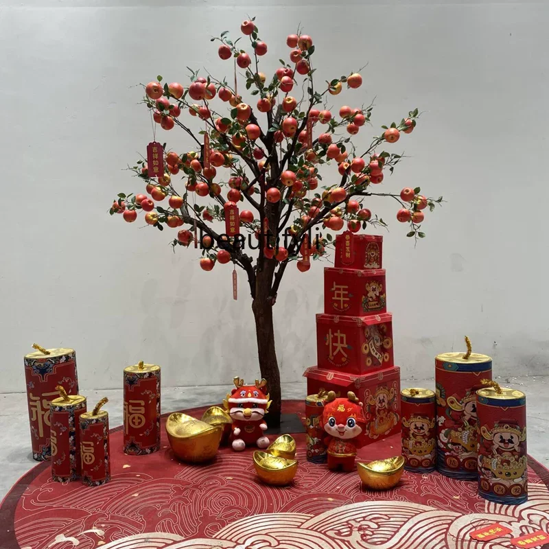 Simulation Apple Tree Fruit Fake Trees Pastoral Style Fruit Decorative Tree Large Landscaping