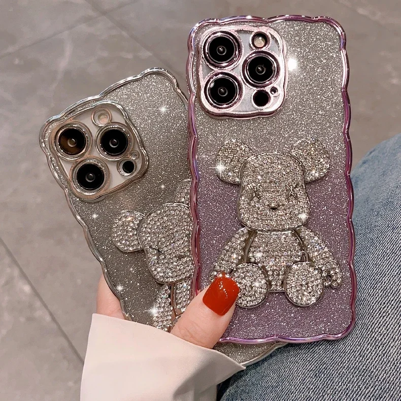 Sparkling Diamond Cute Bear Suitable for iPhone 11 14 12 13 Pro Max   15 Pro XR Xs Max 15 8 7 Plus Phone Case