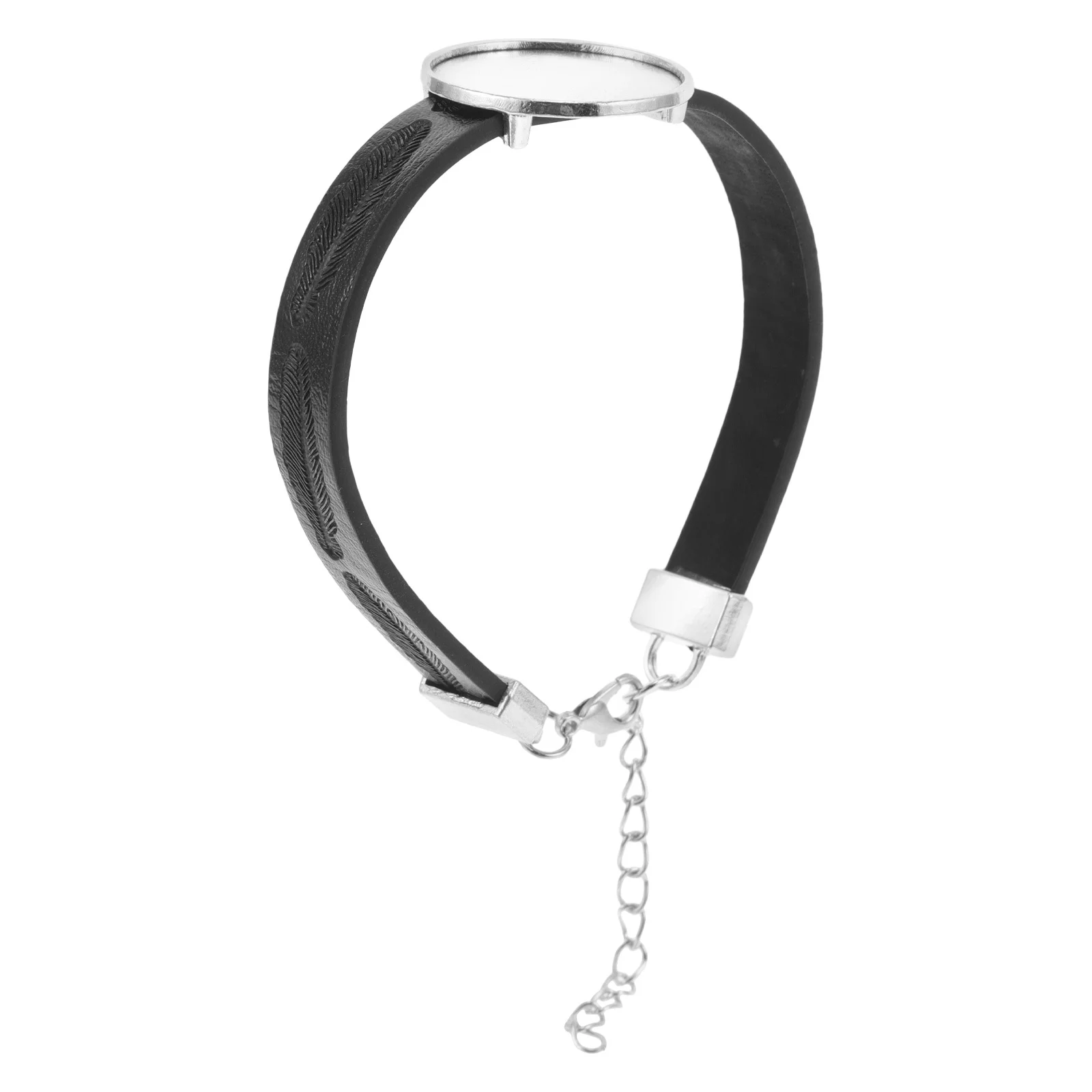 

Bracelet Bezel Tray Blank 25Mm Black Pu Cord Adjustable Cabochon Setting For Jewelry Making Diy Sublimation Women'S