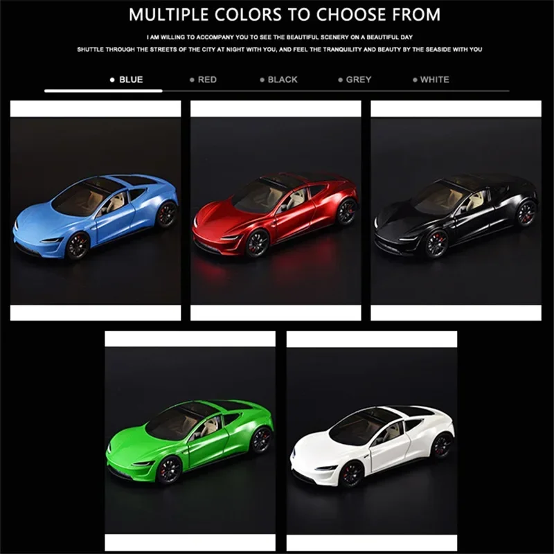 1:24 Tesla Roadster MODEL Y Model 3 Tesla model S Alloy Toy Car Sound Light Children Toy Collectible Birthday gift