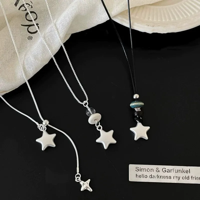 Sam Panda 925 Sterling Silver Star necklace for Women Minimalism Office Versatile Sweet Fashion Jewelry Clavicle Chain Dropship