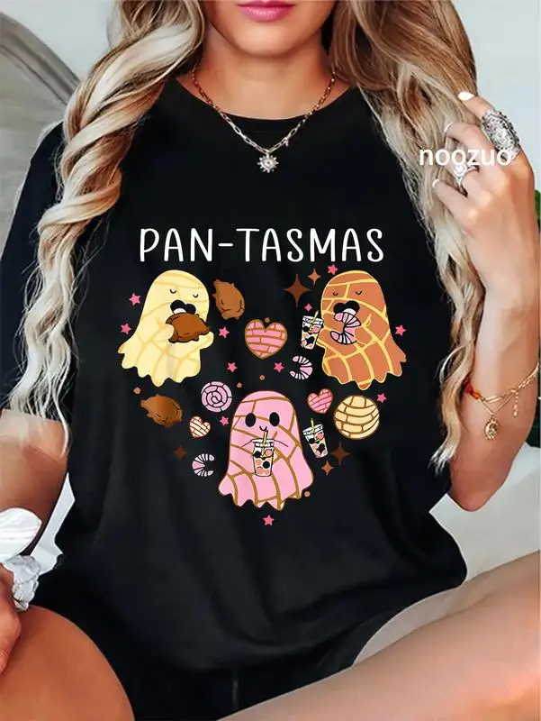 تي شيرت 100% قطن للجنسين Pantasmas Ghost مضحك مخيف Conchas المكسيكي شبح الهالوين مناسب لجميع المواسم
