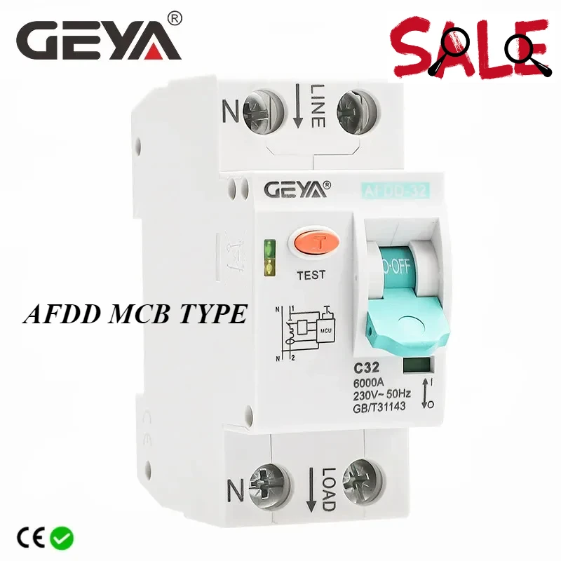 

SALE GEYA AFDD-32 Arc Fault Detecion Device Circuit Breaker Interrupte Overload Short Circuit Protection AFDD+MCB 32A 6KA 1P+N