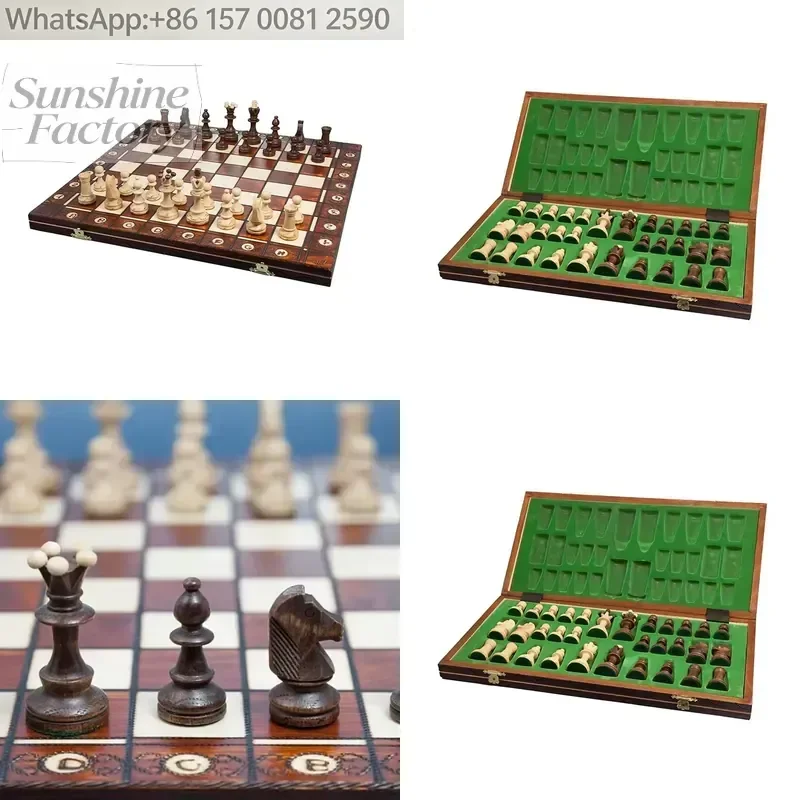 Custom extra Large Tournament Foldable Wood Chess Oficial Stauton with Jumbo Board 50 X 50
