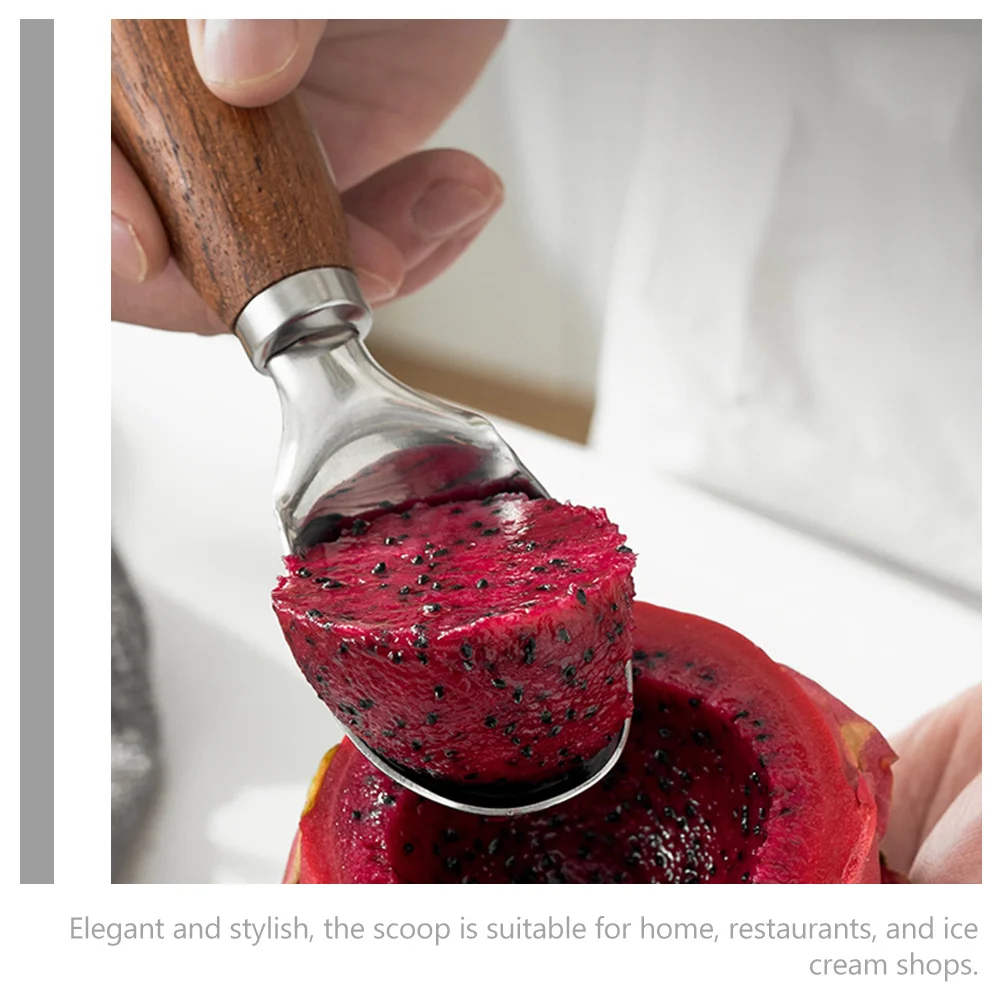 ที่ตักไอศกรีม ด้ามไม้ วัสดุปลอดภัย แข็งแรง ไม่ลื่น ช้อนตักขนมหวาน ช้อนตักไอศกรีม