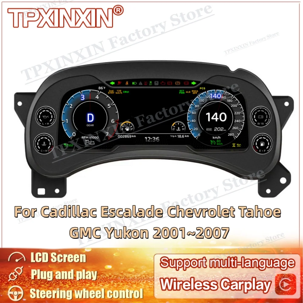 

LCD Digital dashboard For Cadillac Escalade Chevrolet Tahoe GMC Yukon 2001~2007 Gauges Instrument Cockpit Speedometer Cluster
