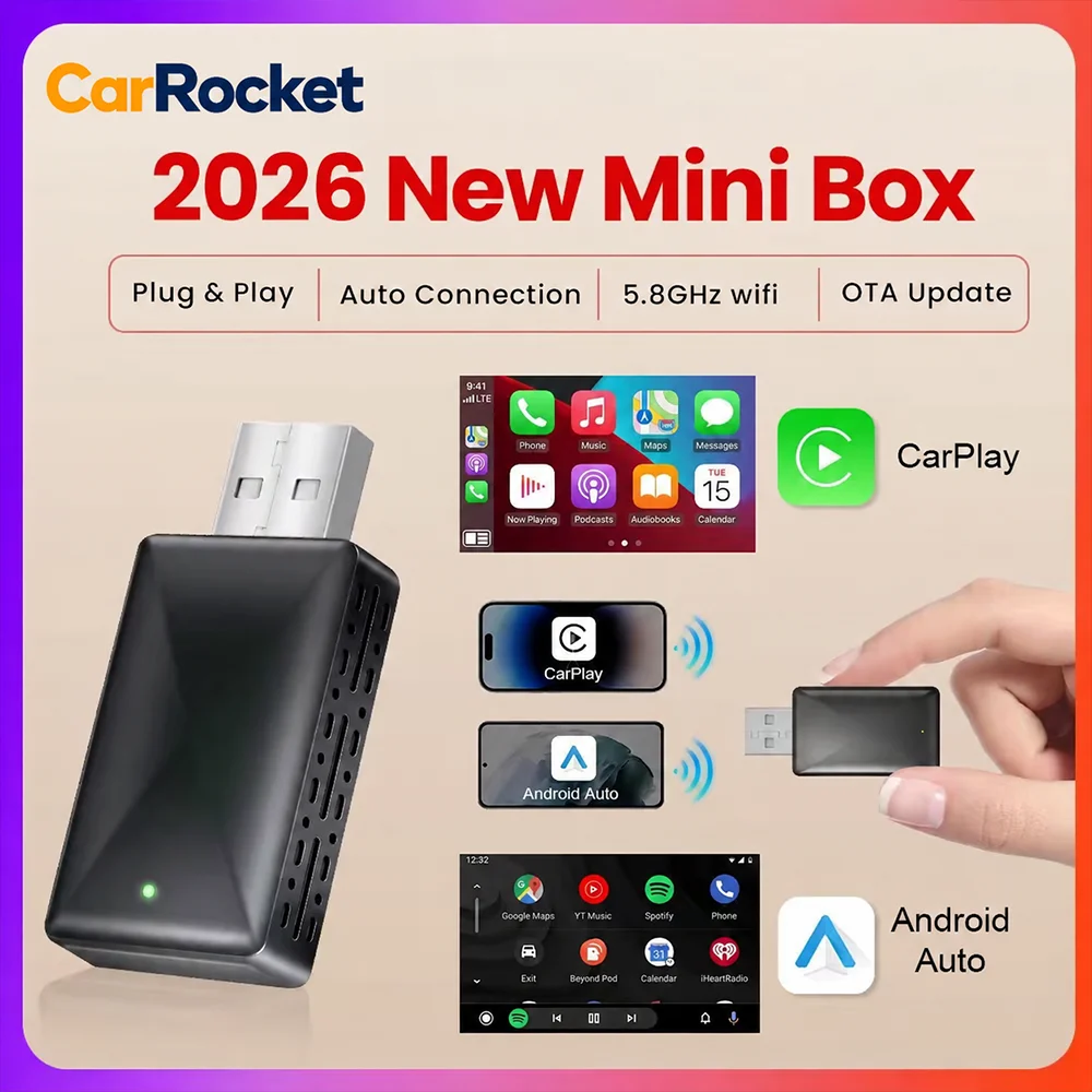2 in 1 Wireless CarPlay Android Auto Adapter Car Intelligent Systems For iPhone＆Android Plug and Play Fast and Stable Connection