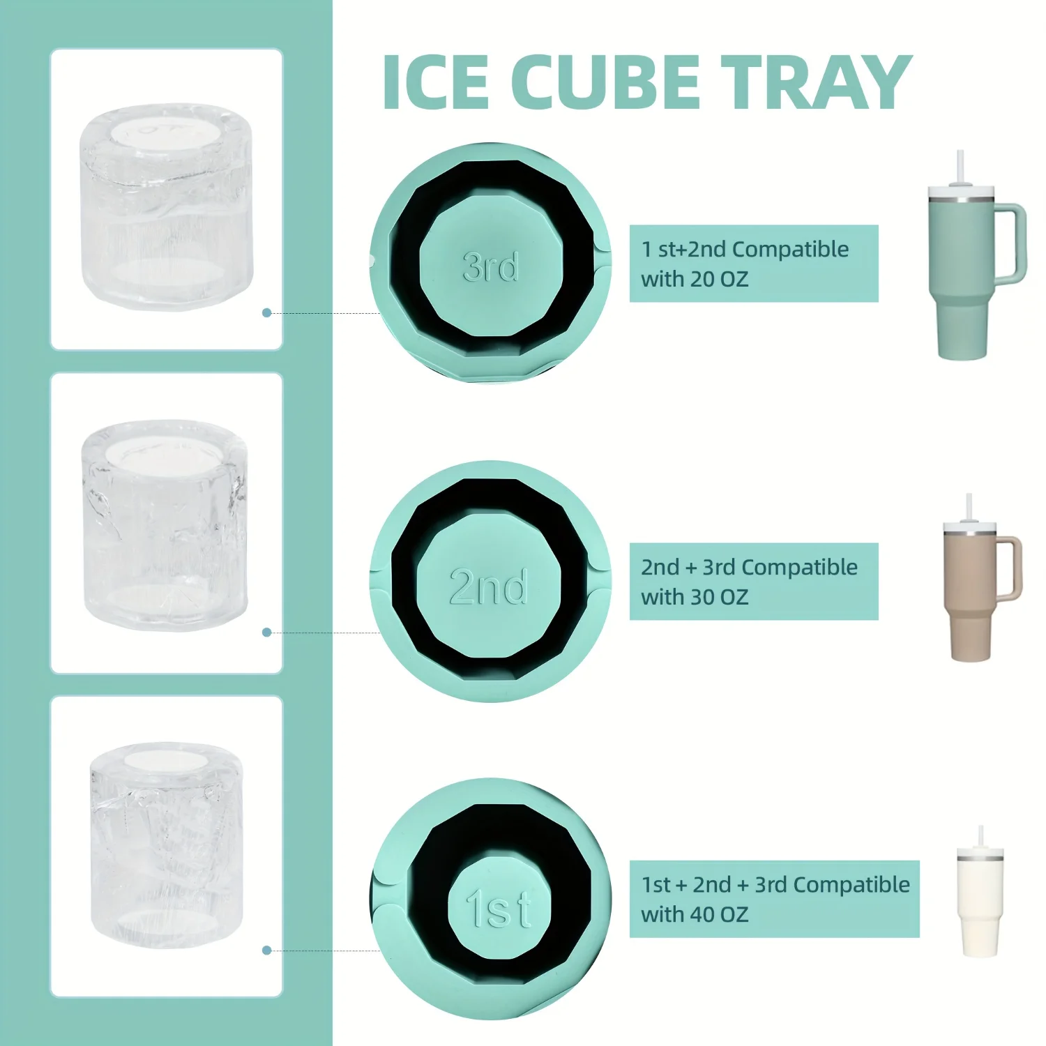 Silicone Ice Cube Tray with Lid - Hollow Cylinder Mold for Tumblers - Large Square Ice Maker for Cocktails and Whiskey - Food Gr