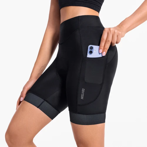 ARSUXEO Pantalones cortos acolchados para bicicleta, pantalones cortos de ciclismo para mujer con acolchado, ropa interior para bicicleta, 2 bolsillos