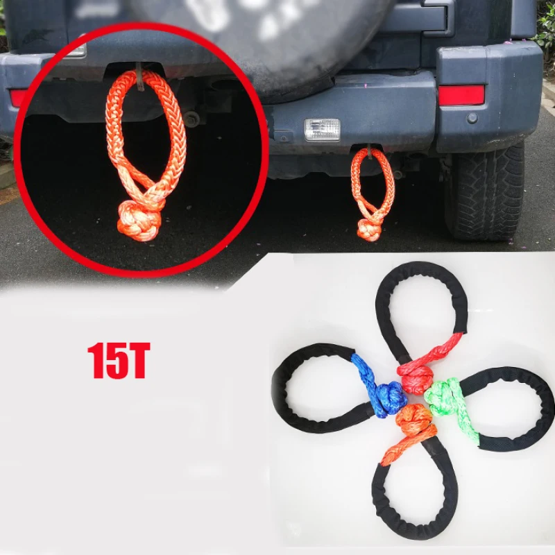 15T 3/4 Breaking Strength Soft Shackle UHMWPE Shackle With Sleeve for Jeep Offroad Accessories Towing Ropes Recovery Kits