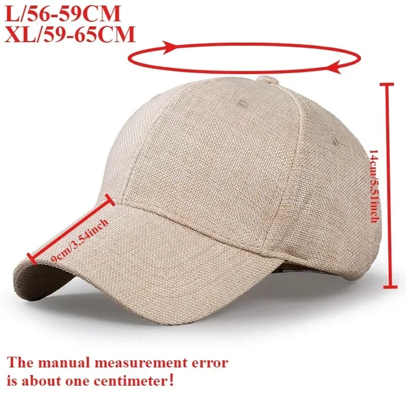 

Big Head 65cm Cotton Linen Baseball Cap-Unisex Oversize Snapback, Breathable Summer Hat, Solid Color Men's & Women's Fashion
