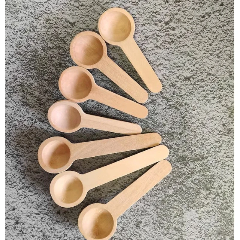 Mini Wooden Spoons Seasoning Honey Coffee Cooking Coffee Bean Salt Spice Jars Wooden Measuring Spoons Kitchen Short Handle Scoop
