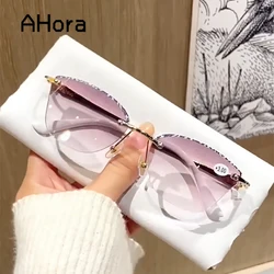 Ahora 3D Floral Border Shade Reading Glasses New Framless Sunglasses Presbyopia Eyeglasses For Women New +1.0+1.5+2.0+2.5...+4.0