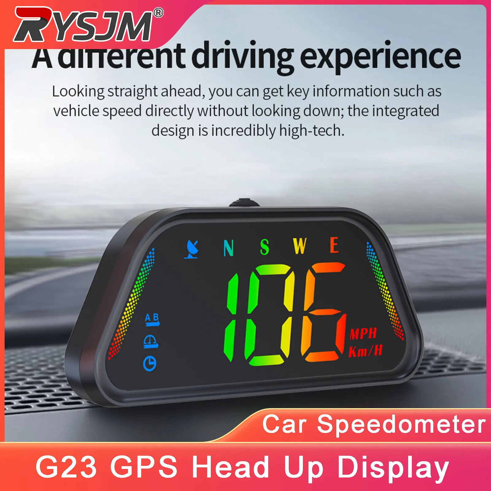 G23 Car GPS HUD Speedometer Head Up Display Universal Car Diverse Color Real-Time MPH/KMH Car Compass Gauge For All Car Auto