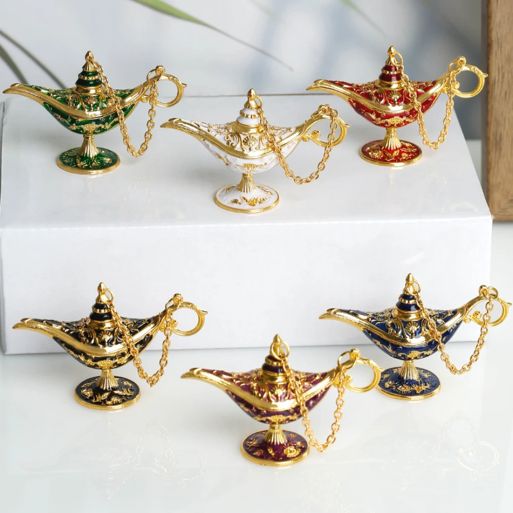 

3pcs Aladdin Lamp Decoration European Vintage Home Decoration Russian Wishing LampOffice Desktop Decor Metal Decoration Crafts