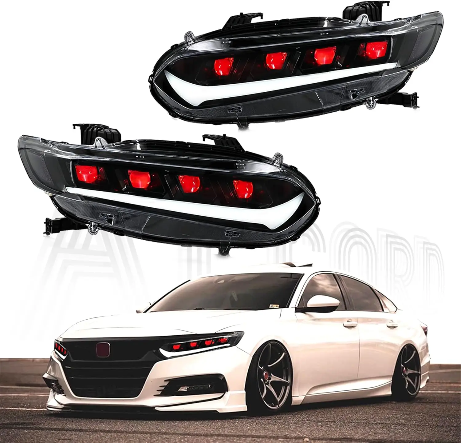 

1 комплект модов, светодиодные фары в сборе для Honda Accord 10-го поколения 2018-2022 (стиль вездеходных глаз), передние фары с указателями поворота