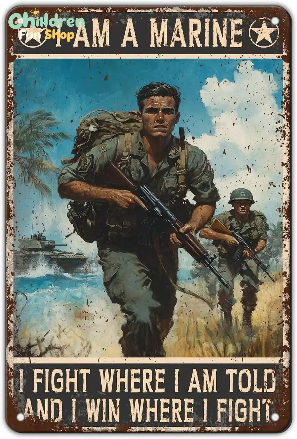 Memorial Day U.S Army Metal Tin Sign Fight Where I Am Told And I Win Where I Fight Aluminium Sign Veteran Metal Poster   Home