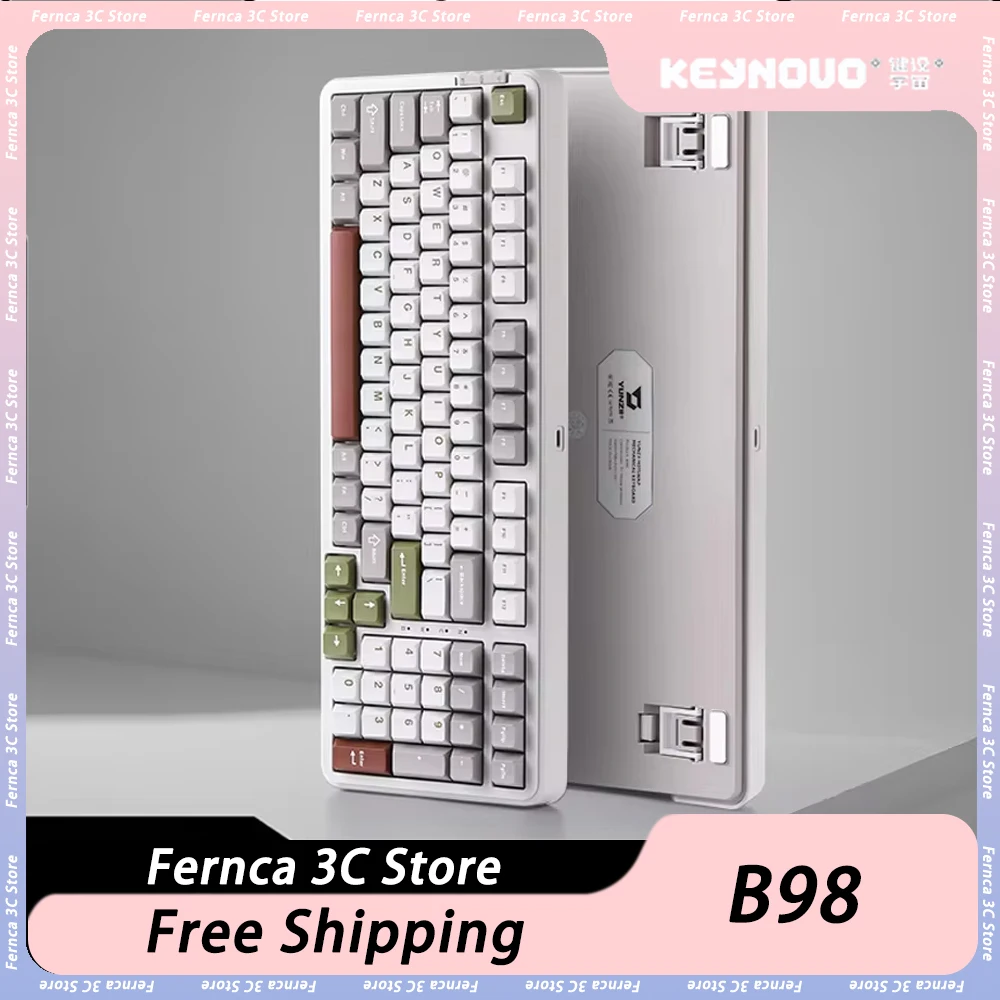 Keynouo B98 Mechanical Keyboard 3mode Wireless Bluetooth Hot Swap Pbt Ergonomics Rgb Game Esports Customization Office  Keyboard