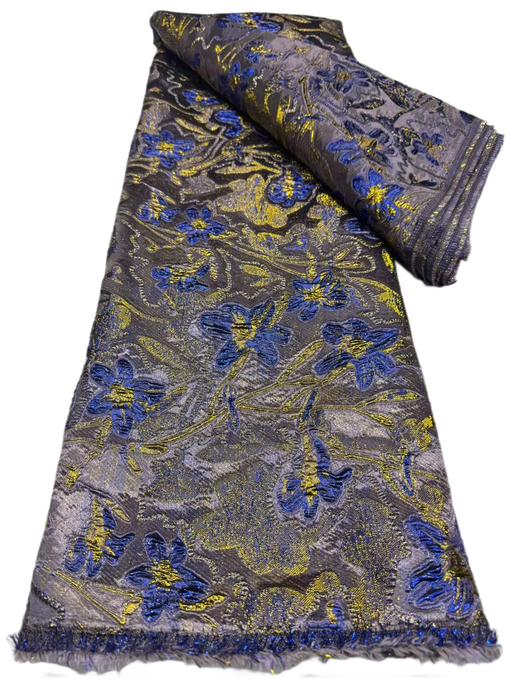 Veelkleurige nieuwe Nigeriaanse brokaat kantstof 2026, hoogwaardige Afrikaanse jacquard vergulde kantstof voor het naaien van luxe feestjurken