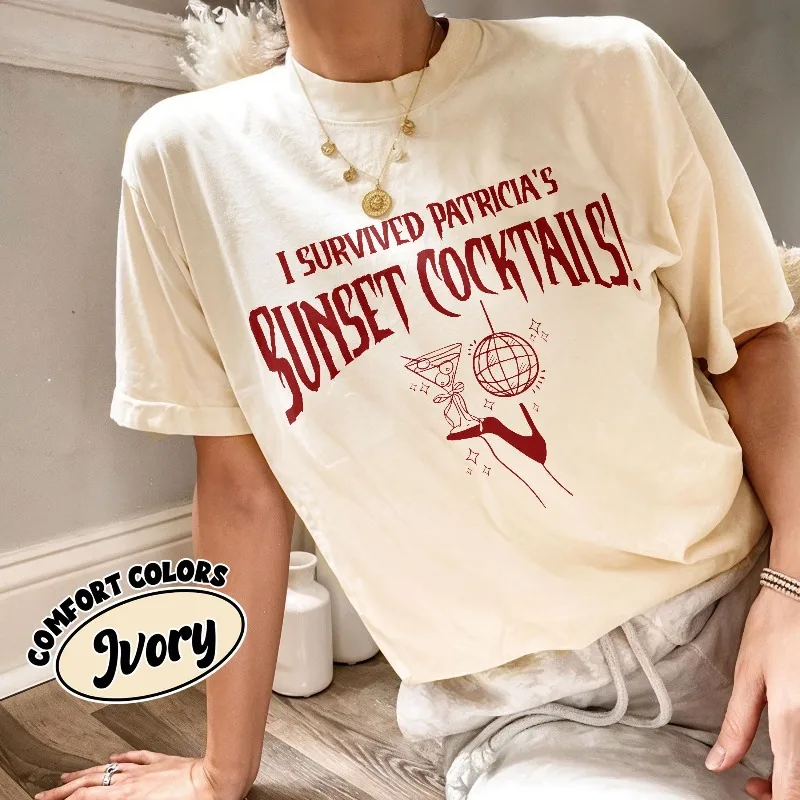 Autumn New Base Shirt Unisex T-shirt,I Survived Patricia's Sunset Cocktails Shirt, Widow's Bay Inspired Tee