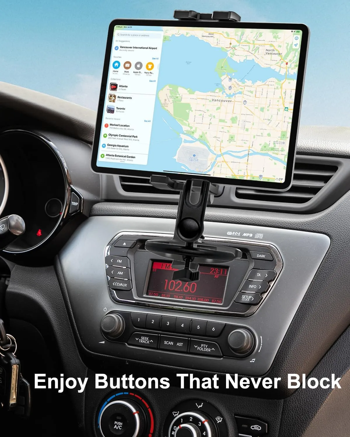 Cd Slot Car 14 inch Tablet Holder For iPad Mini Galaxy Tab Stand CD Adjustable Tablet Vehicle Cradle Height Adjustment Support