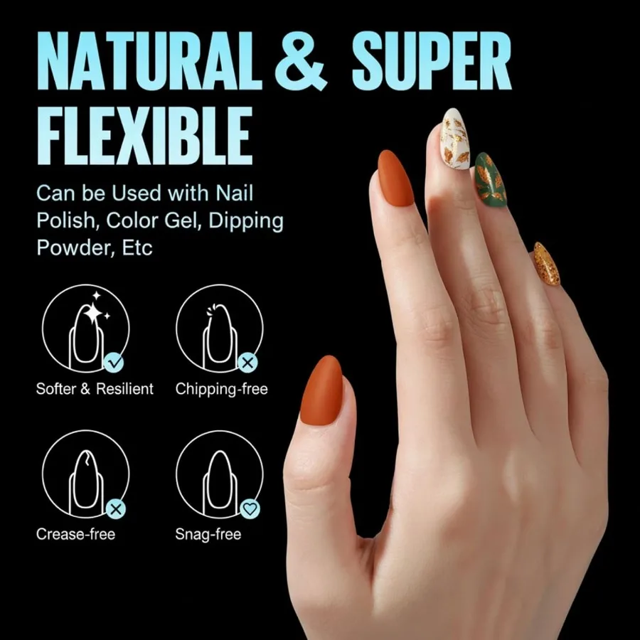 Faux ongles courts en forme d'amande, 240 pièces, demi-mates, en acrylique doux, 12 tailles, couverture complète, 12 pièces