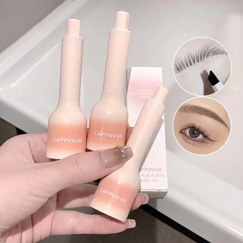 Cappuvini พีชสีชมพู Plush Press-on Water ดินสอเขียนคิ้วกันน้ําและรอยเปื้อนสร้าง Natural Soft Mist คิ้ว