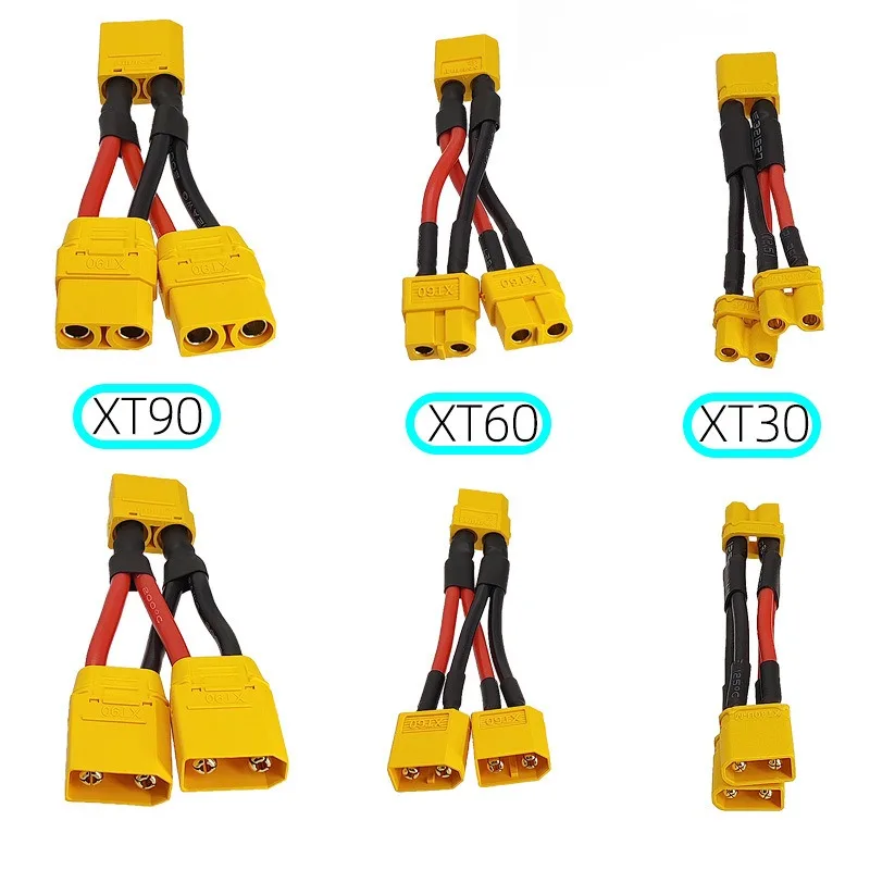 XT30/60/90 1 to 0/1/2/3 Parallel Battery Connector Male/Female Cable Dual Extension Y Splitter Silicone Wire 12AWG for RC ESC