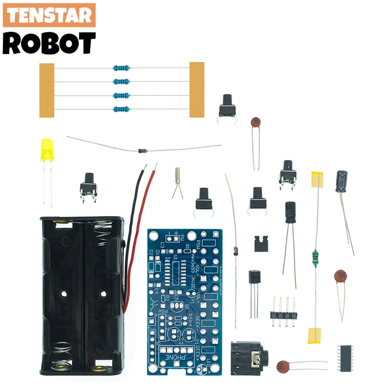 RDA5807 DIY Electronic Kits Wireless Stereo FM Radio Receiver Module PCB 76MHz-108MHz DC 1.8V-3.6V