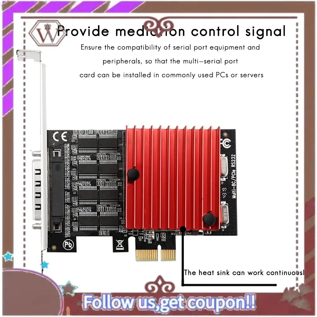 

ABBG-PCIE к 8-портовую плату расширения RS232 PCI-E 8-портовую последовательную карту DB9 8-чипсетную карту управления PCI-Express