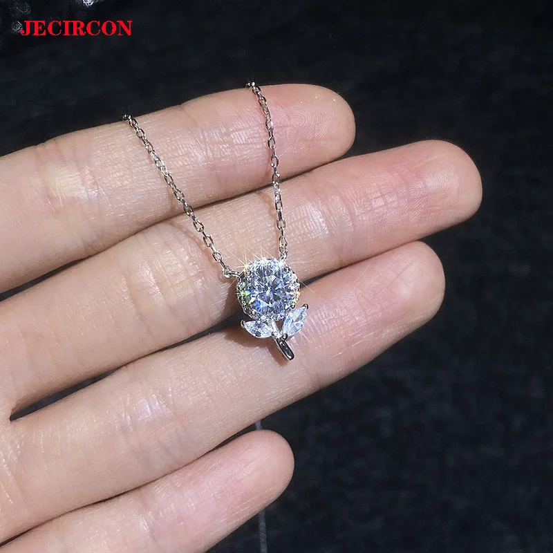 

JECIRCON S925 стерлингового серебра 1 карат муассанитовое ожерелье для женщин, милый кулон с вишней, модные блестящие роскошные ювелирные изделия с GRA