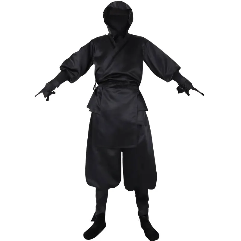 Cool Ninja Halloween Costumes Japanese Men Women Black Ninja Cosplay Suit Set Top Pants Performance Costume Clothes