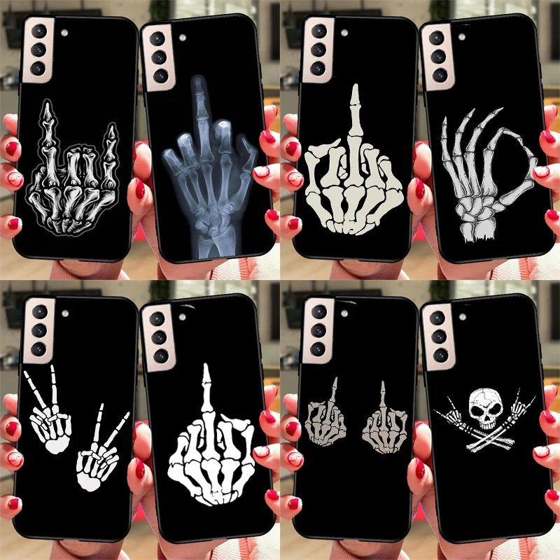 Skeleton Middle Finger Cover For Samsung Galaxy S23 S21 Ultra S20 FE S8 S9 S10 Note 10 Plus Note 20 S22 Ultra Case