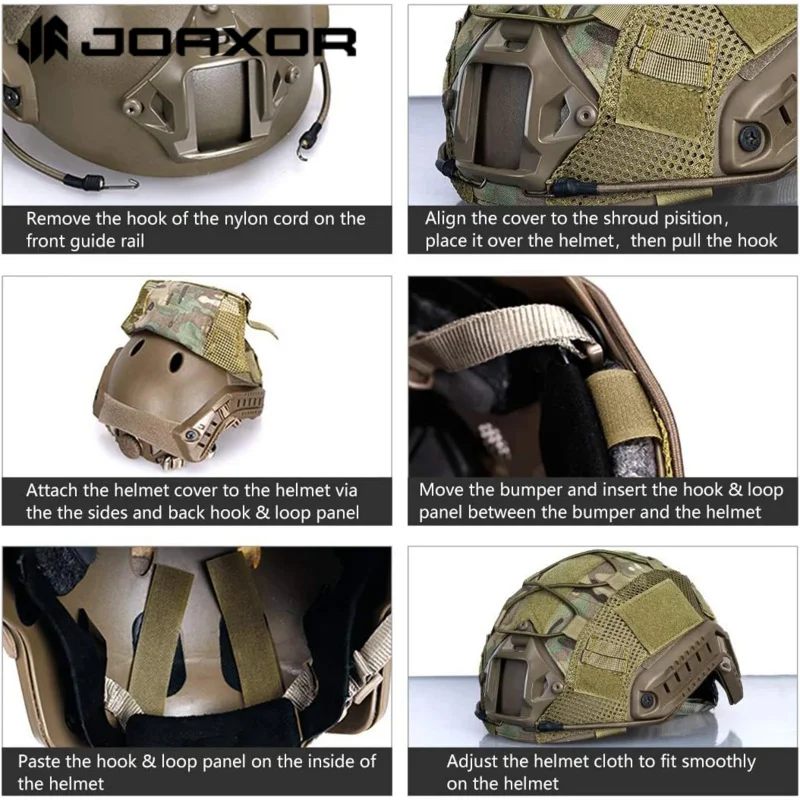 JOAXOR FAST Tactical Helmet Cover Camouflage Helmet Cloth For Hunting Shooting Gear 500D Nylon Without Helmet