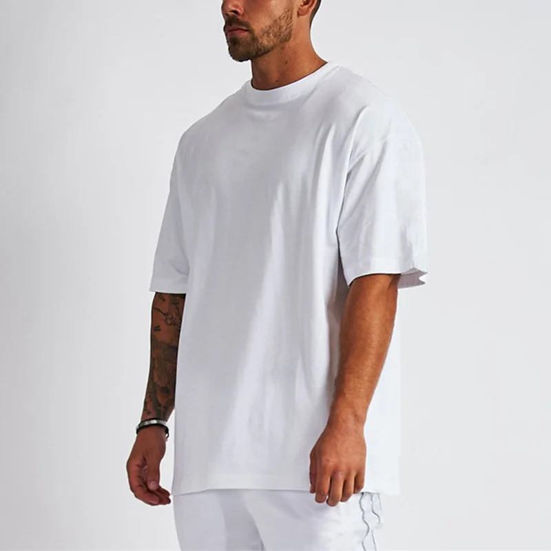 T-shirt d'été en coton pour homme - Coupe ample, grande taille, couleur unie, manches courtes, T-shirt de marque tendance pour homme