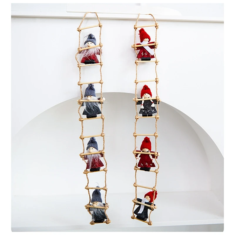 Fabric Ladder Christmas Doll Hanging Curtain Dress Up Christmas Tree Living Room Decoration