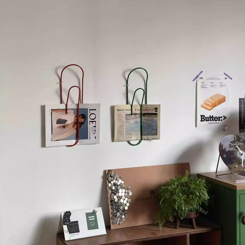 Creative Paperclip Wall Hook Decoration Vintage Newspaper Clip Holder Bag Coat Hat Hanging Organizer