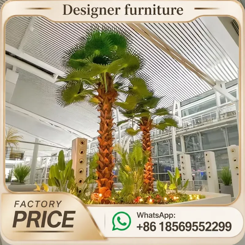 For 3.5m Artificial Palm Tree UV Protected Fake Fan Palm Leaves Indoor Outdoor Decoration Large Realistic Plant