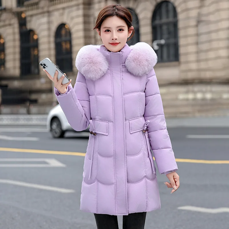 

Parkas Women Coats Hooded Mid Length Jackets Full Sleeve Thick Warm Y2k Streetwear Tight Waist Jacket Work Autumn Winter 2025