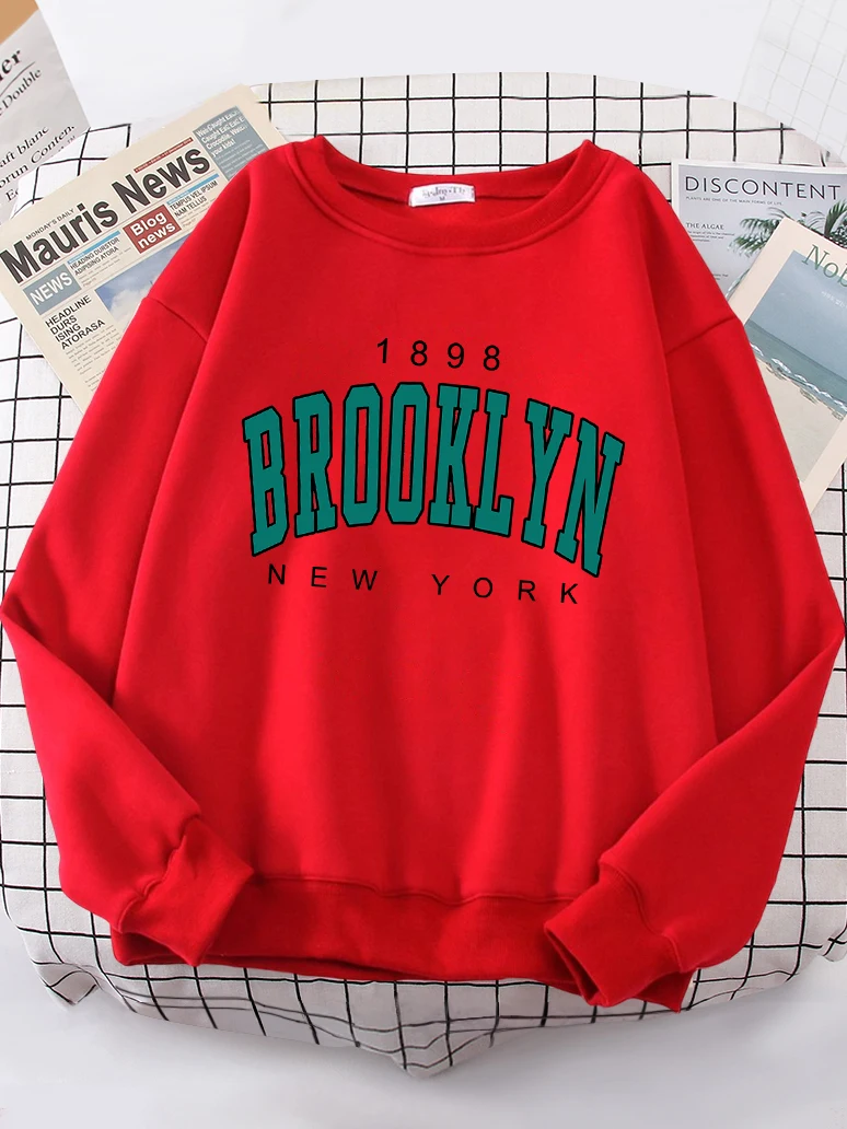 1898 Brooklyn New York Womens Hoodie Personality Crewneck Hoody simple Oversize Sweatshirt Fashion Casual Female Sportswear