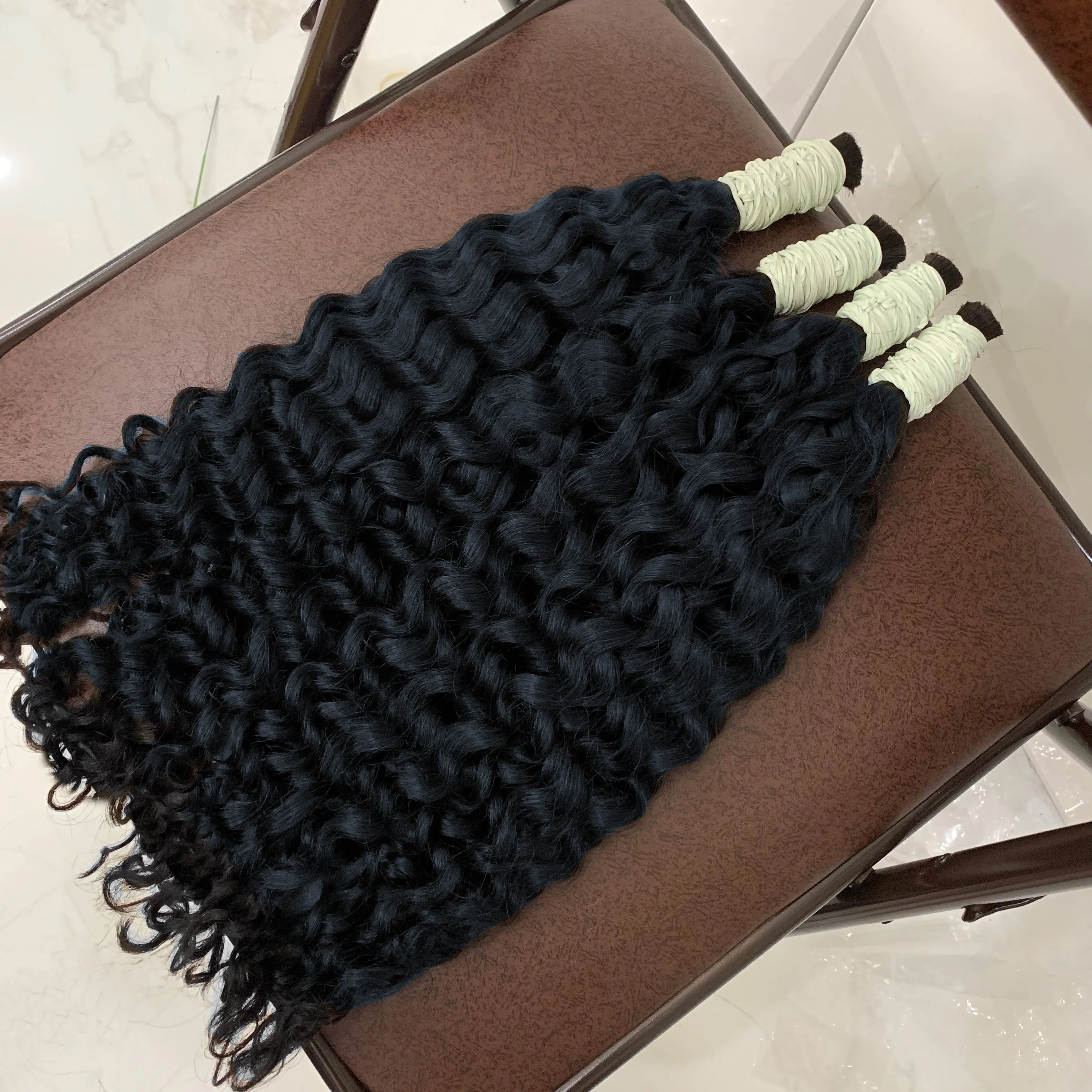 100% شعر تجديل بشري موجة عميقة السائبة لا لحمة عميق مجعد تجديل الشعر لضفائر بوهو شعر بشري لعذراء ملحقات 18 30 بوصة