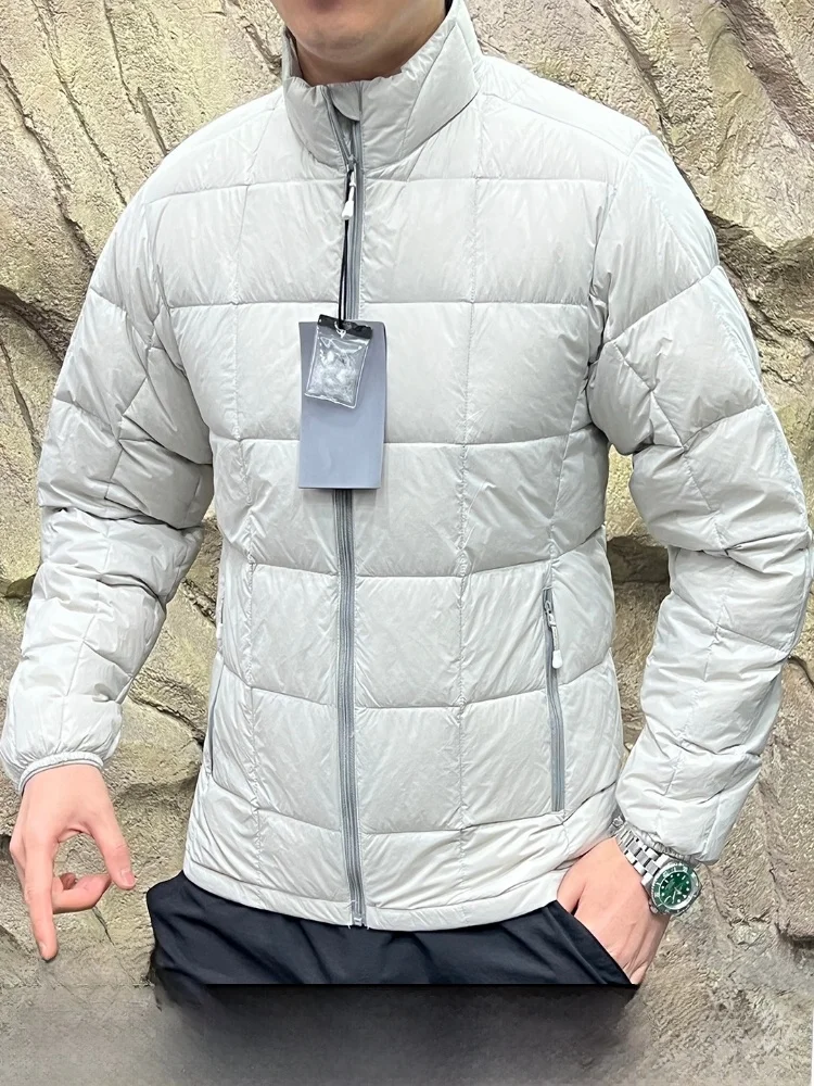 

Теплая мужская пуховая куртка для активного отдыха, 90% белый пух, воротник-стойка, длинный рукав, на молнии, стандартный крой