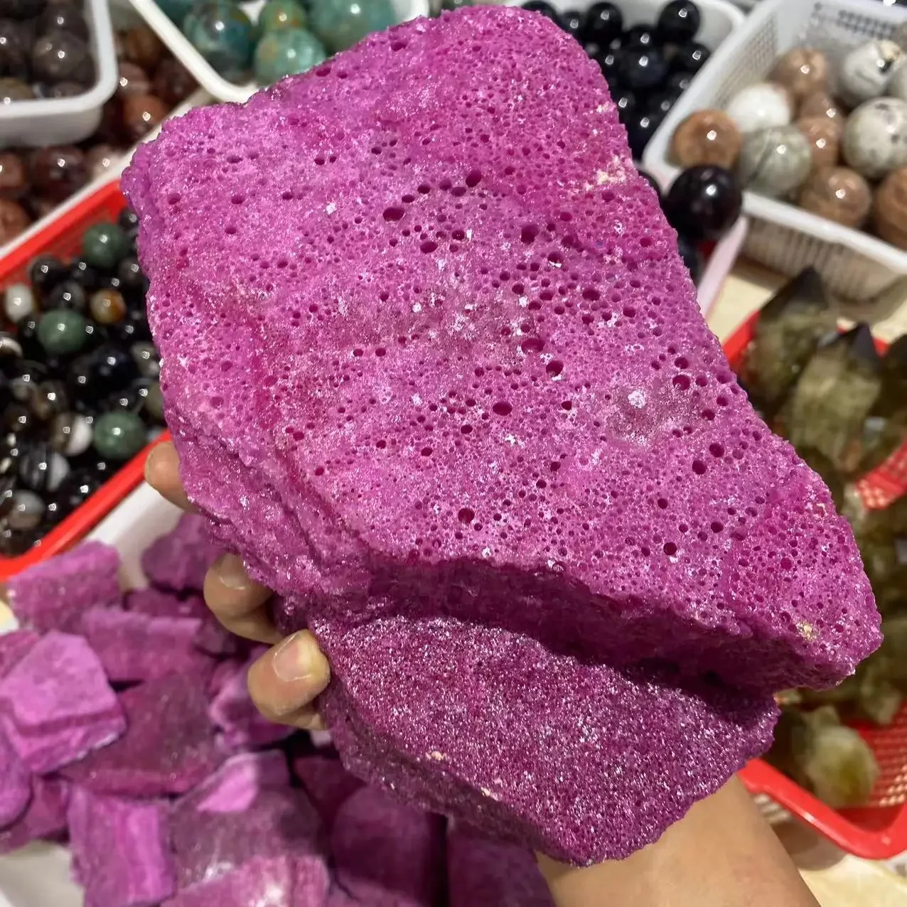 Natural rough red corundum and mineral spirit ruby raw gemstones Specimen Healing